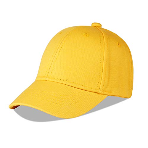 LANGZHEN Baumwolle Outdoor Kleinkind Mädchen Jungen Plain Baseball Cap Baby Infant Strukturierte Einstellbare Hut für Kinder Sonnenhut (M-Gelb) von LANGZHEN