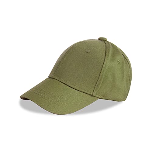 LANGZHEN Baumwolle Outdoor Kleinkind Mädchen Jungen Plain Baseball Cap Baby Infant Strukturierte Einstellbare Hut für Kinder Sonnenhut (S-Armee grün) von LANGZHEN