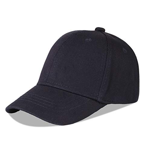 LANGZHEN Baumwolle Outdoor Kleinkind Mädchen Jungen Plain Baseball Cap Baby Infant Strukturierte Verstellbare Hut für Kinder Sonnenhut (S-Schwarz) von LANGZHEN