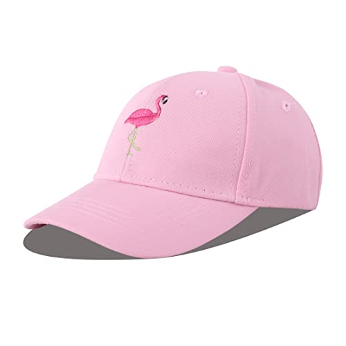 LANGZHEN Baumwolle Sonnenhut Baumwolle Baseball Cap Adjutable Strapback Fit Mädchen Jungen Kind (M-Pink Flamingos) von LANGZHEN