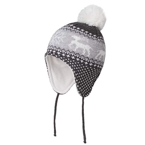 LANGZHEN Hirsch Hut für Mädchen Baby Pom Pom Beanie Kid Winter Hüte Kleinkind Kappe Stricken Warme Mützen Mützen für Baby Jungen Mädchen (Hirsch-Grau, M(48-50CM/18.9"-19.69")) von LANGZHEN