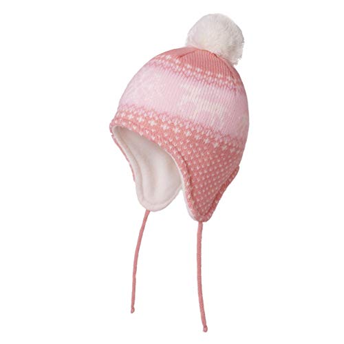 LANGZHEN Hirsch Hut für Mädchen Baby Pom Pom Beanie Kid Winter Hüte Kleinkind Kappe Stricken Warme Mützen Mützen für Baby Jungen Mädchen (Hirsch-Rosa, S(46-48CM/18.11"-18.9")) von LANGZHEN