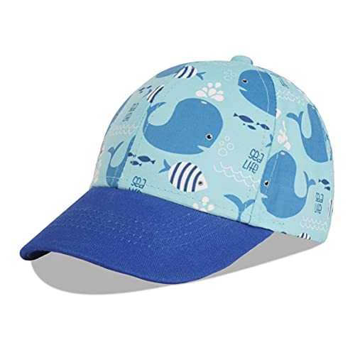 LANGZHEN Kleinkind Baseball Cap Verstellbare Sonnenhüte Kinder Schutz Baseball Caps für Jungen und Mädchen (M-Lake Blue Whale) von LANGZHEN