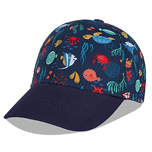 LANGZHEN Kleinkind Baseball Cap Verstellbare Sonnenhüte Kinder Schutz Baseball Caps für Jungen und Mädchen (M-Undersea World) von LANGZHEN