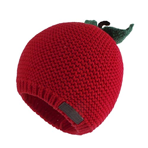 LANGZHEN Kleinkind Jungen Mädchen Winter Hut Strickmütze Mütze für Herbst Kinder Baby Cut Warme Kappe (Roter Apfel, 46-48CM) von LANGZHEN