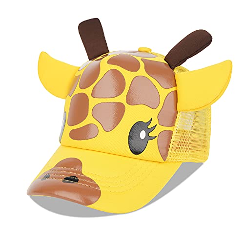 LANGZHEN Kleinkind Nette Tier Baseball Cap Einstellbare Kinder Outdoor Sonnenhüte Baby Mesh Back Cap für Jungen und Mädchen (S-Giraffe) von LANGZHEN