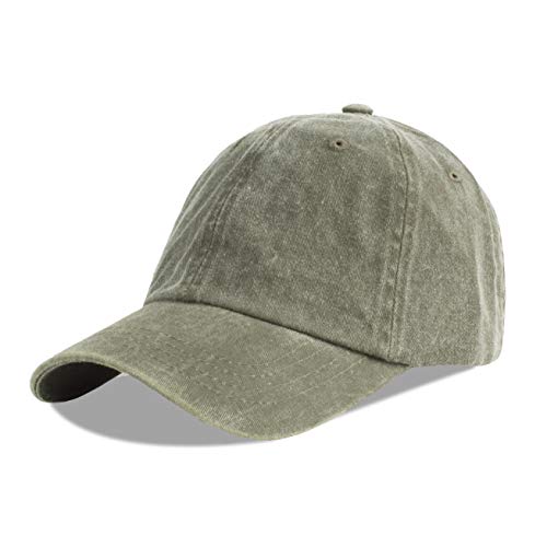 LANGZHEN Unisex Baseball Cap 100% Baumwolle Fits Männer Frauen Washed Denim Einstellbare Dad Hut (Army Green) von LANGZHEN