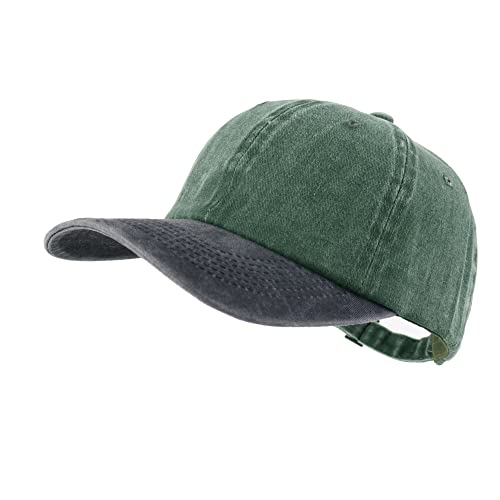 LANGZHEN Unisex Baseball Cap 100% Baumwolle Fits Männer Frauen Washed Denim Einstellbare Dad Hut (Grau Schwarz, One Size) von LANGZHEN