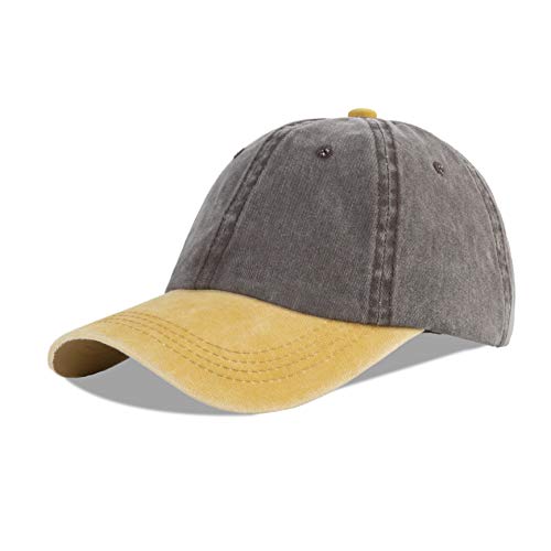 LANGZHEN Unisex Baseball Cap 100% Baumwolle Fits Männer Frauen Washed Denim Einstellbare Papa Hut (Ingwer One Size) von LANGZHEN