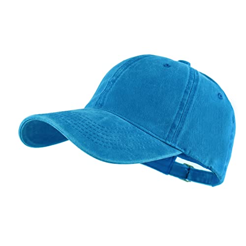 LANGZHEN Unisex Baseball Cap 100% Baumwolle Fits Männer Frauen Washed Denim Einstellbare Papa Hut (Schmuck Blau) von LANGZHEN