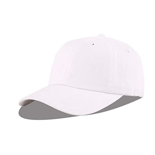 LANGZHEN Unisex Baseball Cap 100% Baumwolle Passt Männer Frauen Washed Denim Einstellbare Dad Hat(Original Weiß, One Size) von LANGZHEN