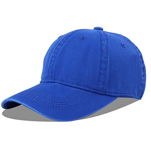 LANGZHEN Unisex Baseballkappe aus gewaschener Baumwolle und Denim, verstellbar - Blau - Einheitsgröße von LANGZHEN