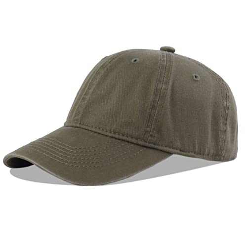 LANGZHEN Unisex Vintage gewaschen Distressed Baumwolle Einstellbare Solid Dad Hut, Gewaschene Klassische Baseball Cap für Männer Frauen (Army Green) von LANGZHEN