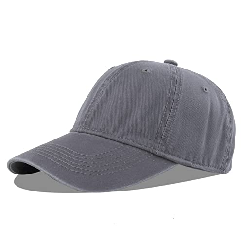 LANGZHEN Unisex Vintage gewaschen Distressed Baumwolle Einstellbare Solid Dad Hut, Gewaschene Klassische Baseball Cap für Männer Frauen (Grau) von LANGZHEN