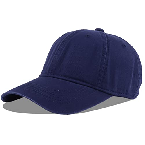 LANGZHEN Unisex Vintage gewaschen Distressed Baumwolle Einstellbare Solid Dad Hut, Gewaschene Klassische Baseball Cap für Männer Frauen (Navy) von LANGZHEN