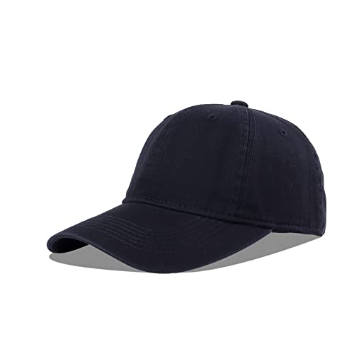 LANGZHEN Unisex Vintage gewaschen Distressed Baumwolle Einstellbare Solid Dad Hut, Gewaschene Klassische Baseball Cap für Männer Frauen (Schwarz) von LANGZHEN