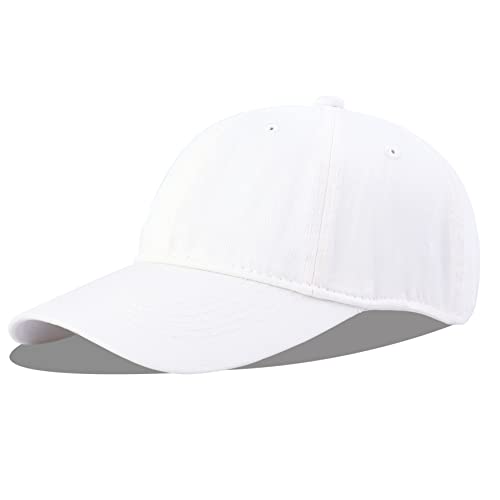 LANGZHEN Unisex Vintage gewaschen Distressed Baumwolle Einstellbare Solid Dad Hut, Gewaschene Klassische Baseball Cap für Männer Frauen (weiß) von LANGZHEN