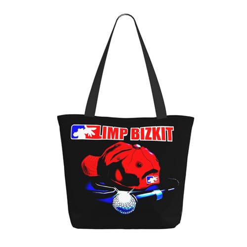 Damen Bizkit Rap Rock Band Limp Einkaufstasche Stylische Shopper Taschen Leichtes Design Verstärkte Gurte Strapazierfähiges Polyester für Laptops und Lebensmittel von LANIPASTUA