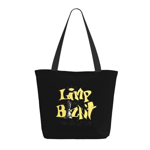 Damen Bizkit Rap Rock Band Limp Einkaufstasche Stylische Shopper Taschen Leichtes Design Verstärkte Gurte Strapazierfähiges Polyester für Laptops und Lebensmittel von LANIPASTUA