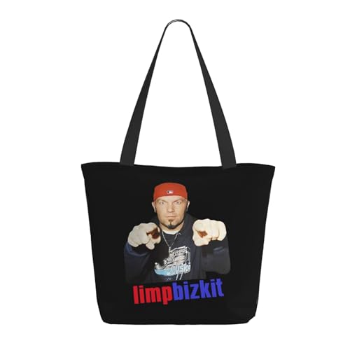 Damen Bizkit Rap Rock Band Limp Einkaufstasche Stylische Shopper Taschen Leichtes Design Verstärkte Gurte Strapazierfähiges Polyester für Laptops und Lebensmittel von LANIPASTUA