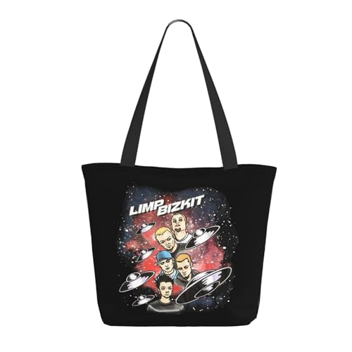 Damen Bizkit Rap Rock Band Limp Einkaufstasche Stylische Shopper Taschen Leichtes Design Verstärkte Gurte Strapazierfähiges Polyester für Laptops und Lebensmittel von LANIPASTUA