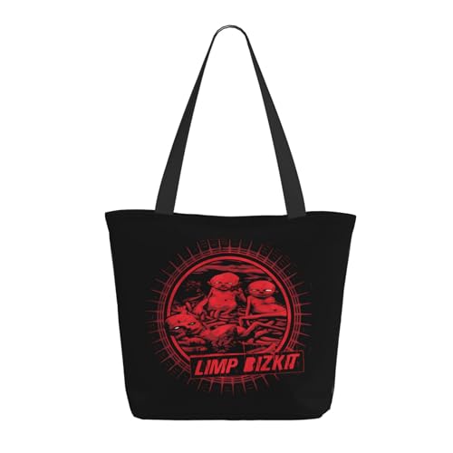 Damen Bizkit Rap Rock Band Limp Einkaufstasche Stylische Shopper Taschen Leichtes Design Verstärkte Gurte Strapazierfähiges Polyester für Laptops und Lebensmittel von LANIPASTUA