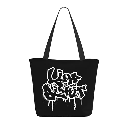 Damen Bizkit Rap Rock Band Limp Einkaufstasche Stylische Shopper Taschen Leichtes Design Verstärkte Gurte Strapazierfähiges Polyester für Laptops und Lebensmittel von LANIPASTUA