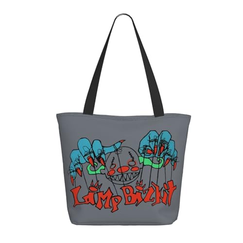 Damen Bizkit Rap Rock Band Limp Einkaufstasche Stylische Shopper Taschen Leichtes Design Verstärkte Gurte Strapazierfähiges Polyester für Laptops und Lebensmittel von LANIPASTUA