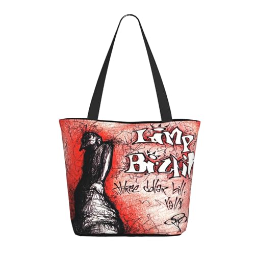 Damen Bizkit Rap Rock Band Limp Einkaufstasche Stylische Shopper Taschen Leichtes Design Verstärkte Gurte Strapazierfähiges Polyester für Laptops und Lebensmittel von LANIPASTUA