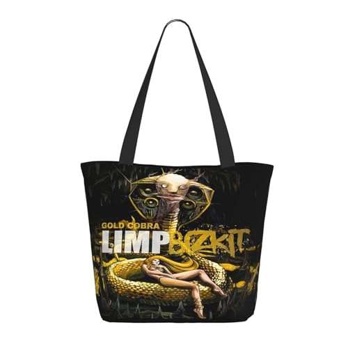 Damen Bizkit Rap Rock Band Limp Einkaufstasche Stylische Shopper Taschen Leichtes Design Verstärkte Gurte Strapazierfähiges Polyester für Laptops und Lebensmittel von LANIPASTUA