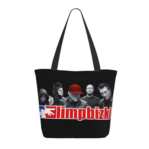Damen Bizkit Rap Rock Band Limp Einkaufstasche Stylische Shopper Taschen Leichtes Design Verstärkte Gurte Strapazierfähiges Polyester für Laptops und Lebensmittel von LANIPASTUA