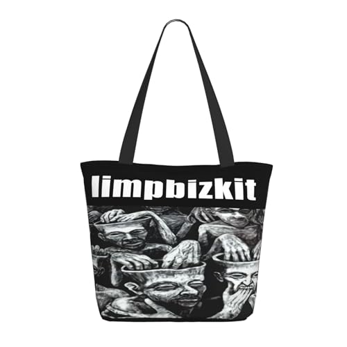 Damen Bizkit Rap Rock Band Limp Einkaufstasche Stylische Shopper Taschen Leichtes Design Verstärkte Gurte Strapazierfähiges Polyester für Laptops und Lebensmittel von LANIPASTUA