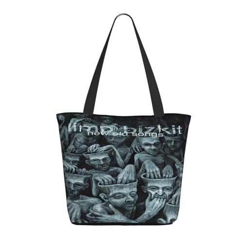 Damen Bizkit Rap Rock Band Limp Einkaufstasche Stylische Shopper Taschen Leichtes Design Verstärkte Gurte Strapazierfähiges Polyester für Laptops und Lebensmittel von LANIPASTUA