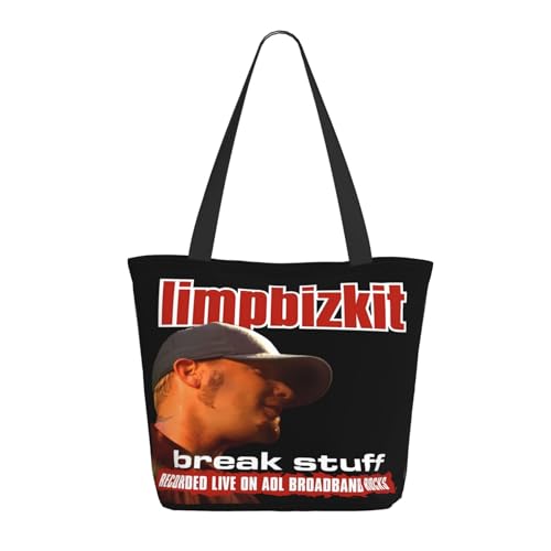 Damen Bizkit Rap Rock Band Limp Einkaufstasche Stylische Shopper Taschen Leichtes Design Verstärkte Gurte Strapazierfähiges Polyester für Laptops und Lebensmittel von LANIPASTUA