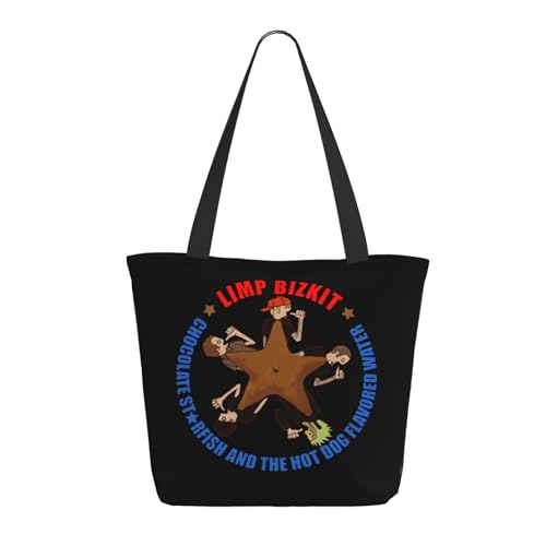 Damen Bizkit Rap Rock Band Limp Einkaufstasche Stylische Shopper Taschen Leichtes Design Verstärkte Gurte Strapazierfähiges Polyester für Laptops und Lebensmittel von LANIPASTUA