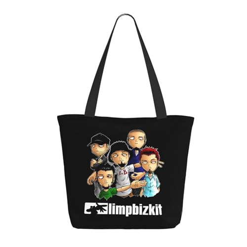 Damen Bizkit Rap Rock Band Limp Einkaufstasche Stylische Shopper Taschen Leichtes Design Verstärkte Gurte Strapazierfähiges Polyester für Laptops und Lebensmittel von LANIPASTUA