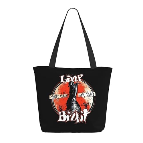 Damen Bizkit Rap Rock Band Limp Einkaufstasche Stylische Shopper Taschen Leichtes Design Verstärkte Gurte Strapazierfähiges Polyester für Laptops und Lebensmittel von LANIPASTUA