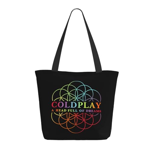 Damen Cold Rock Band Play Einkaufstasche Stylische Shopper Taschen Leichtes Design Verstärkte Gurte Strapazierfähiges Polyester für Laptops und Lebensmittel von LANIPASTUA