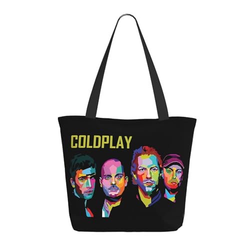 Damen Cold Rock Band Play Einkaufstasche Stylische Shopper Taschen Leichtes Design Verstärkte Gurte Strapazierfähiges Polyester für Laptops und Lebensmittel von LANIPASTUA