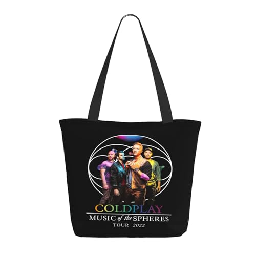 Damen Cold Rock Band Play Einkaufstasche Stylische Shopper Taschen Leichtes Design Verstärkte Gurte Strapazierfähiges Polyester für Laptops und Lebensmittel von LANIPASTUA