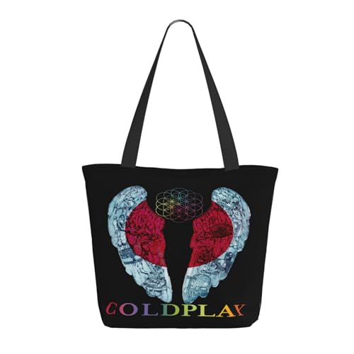 Damen Cold Rock Band Play Einkaufstasche Stylische Shopper Taschen Leichtes Design Verstärkte Gurte Strapazierfähiges Polyester für Laptops und Lebensmittel von LANIPASTUA