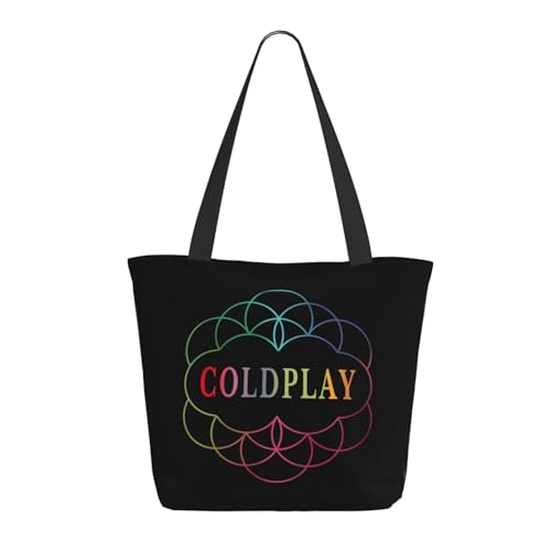 Damen Cold Rock Band Play Einkaufstasche Stylische Shopper Taschen Leichtes Design Verstärkte Gurte Strapazierfähiges Polyester für Laptops und Lebensmittel von LANIPASTUA