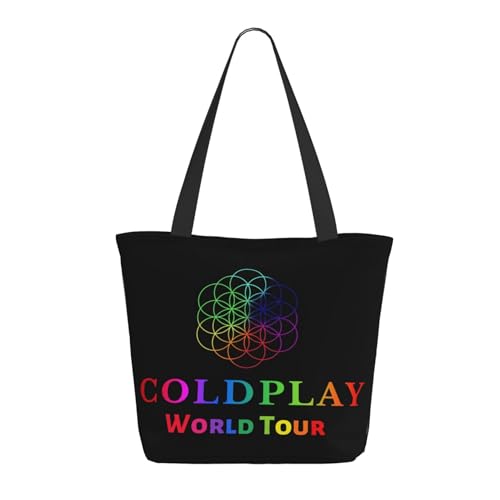 Damen Cold Rock Band Play Einkaufstasche Stylische Shopper Taschen Leichtes Design Verstärkte Gurte Strapazierfähiges Polyester für Laptops und Lebensmittel von LANIPASTUA
