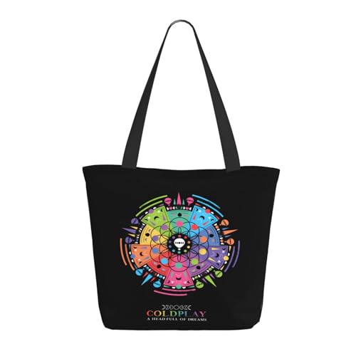 Damen Cold Rock Band Play Einkaufstasche Stylische Shopper Taschen Leichtes Design Verstärkte Gurte Strapazierfähiges Polyester für Laptops und Lebensmittel von LANIPASTUA