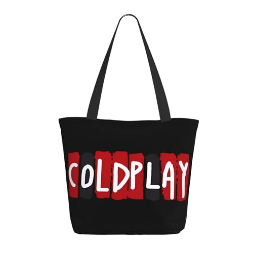 Damen Cold Rock Band Play Einkaufstasche Stylische Shopper Taschen Leichtes Design Verstärkte Gurte Strapazierfähiges Polyester für Laptops und Lebensmittel von LANIPASTUA