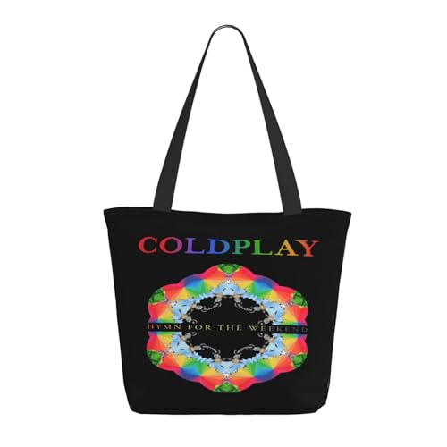 Damen Cold Rock Band Play Einkaufstasche Stylische Shopper Taschen Leichtes Design Verstärkte Gurte Strapazierfähiges Polyester für Laptops und Lebensmittel von LANIPASTUA