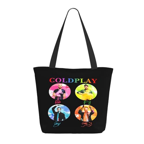 Damen Cold Rock Band Play Einkaufstasche Stylische Shopper Taschen Leichtes Design Verstärkte Gurte Strapazierfähiges Polyester für Laptops und Lebensmittel von LANIPASTUA