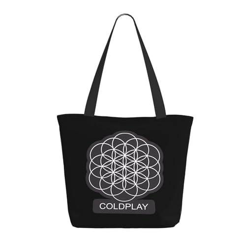 Damen Cold Rock Band Play Einkaufstasche Stylische Shopper Taschen Leichtes Design Verstärkte Gurte Strapazierfähiges Polyester für Laptops und Lebensmittel von LANIPASTUA
