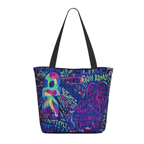 Damen Cold Rock Band Play Einkaufstasche Stylische Shopper Taschen Leichtes Design Verstärkte Gurte Strapazierfähiges Polyester für Laptops und Lebensmittel von LANIPASTUA