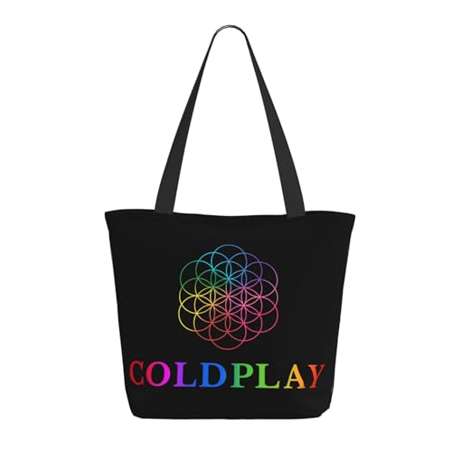 Damen Cold Rock Band Play Einkaufstasche Stylische Shopper Taschen Leichtes Design Verstärkte Gurte Strapazierfähiges Polyester für Laptops und Lebensmittel von LANIPASTUA
